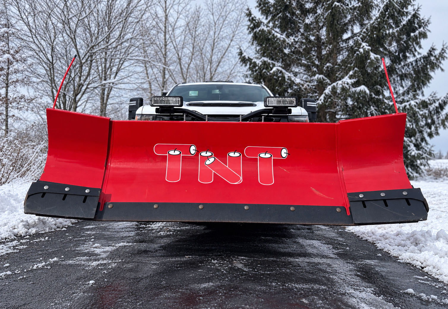 Commercial snow removal equipment in operation