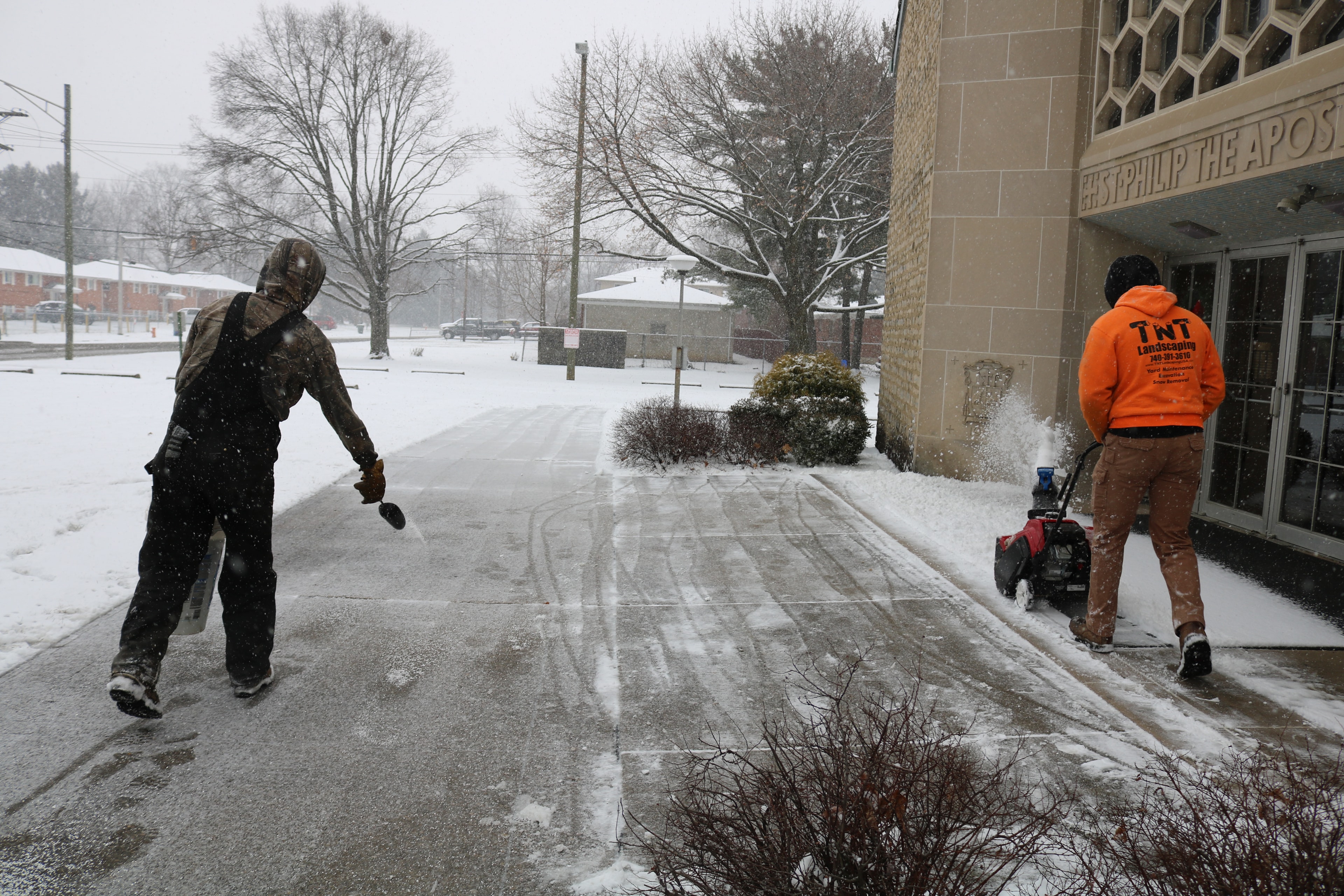 Commercial sidewalk snow clearing