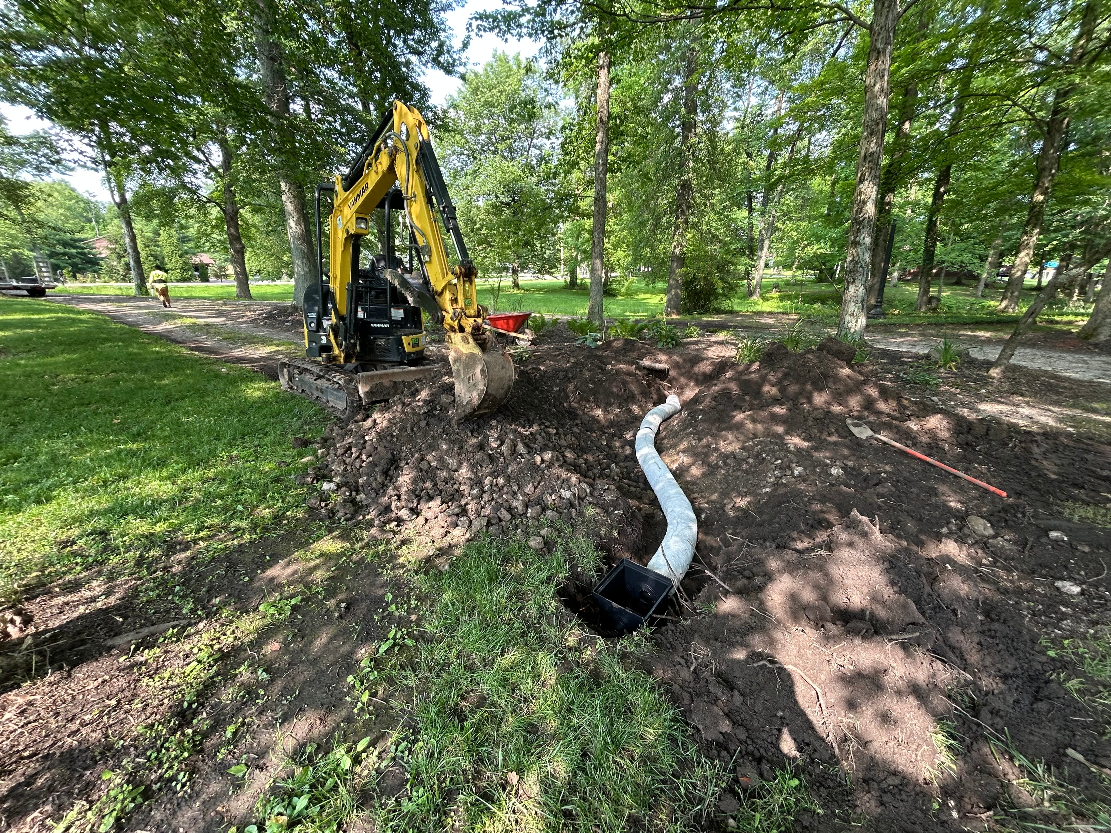 Residential yard drainage and grading work